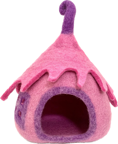 pink felt fairy house for imaginative play 