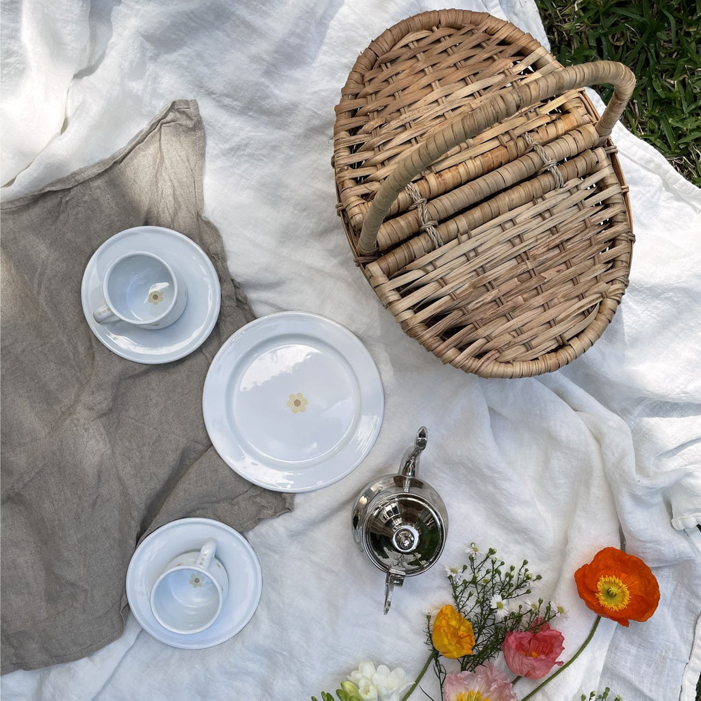 Deluxe Silver & Enamel Picnic Tea Set | 7 Piece Collection - Wattle&Clay