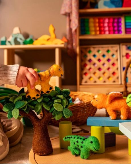 Felt dinosaur and tree -childs colourful toys and bedroom