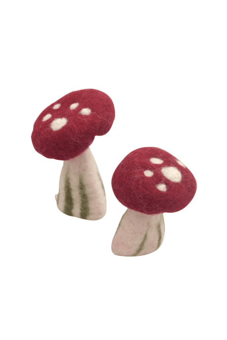 Handmade Felt Mushrooms Medium | Natural Wool Toadstools for Imaginative Play - Wattle&Clay