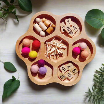 Natural Beechwood Flower Activity Tray - Wattle&Clay