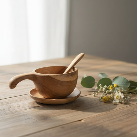 Wooden sensory cup with spoon 