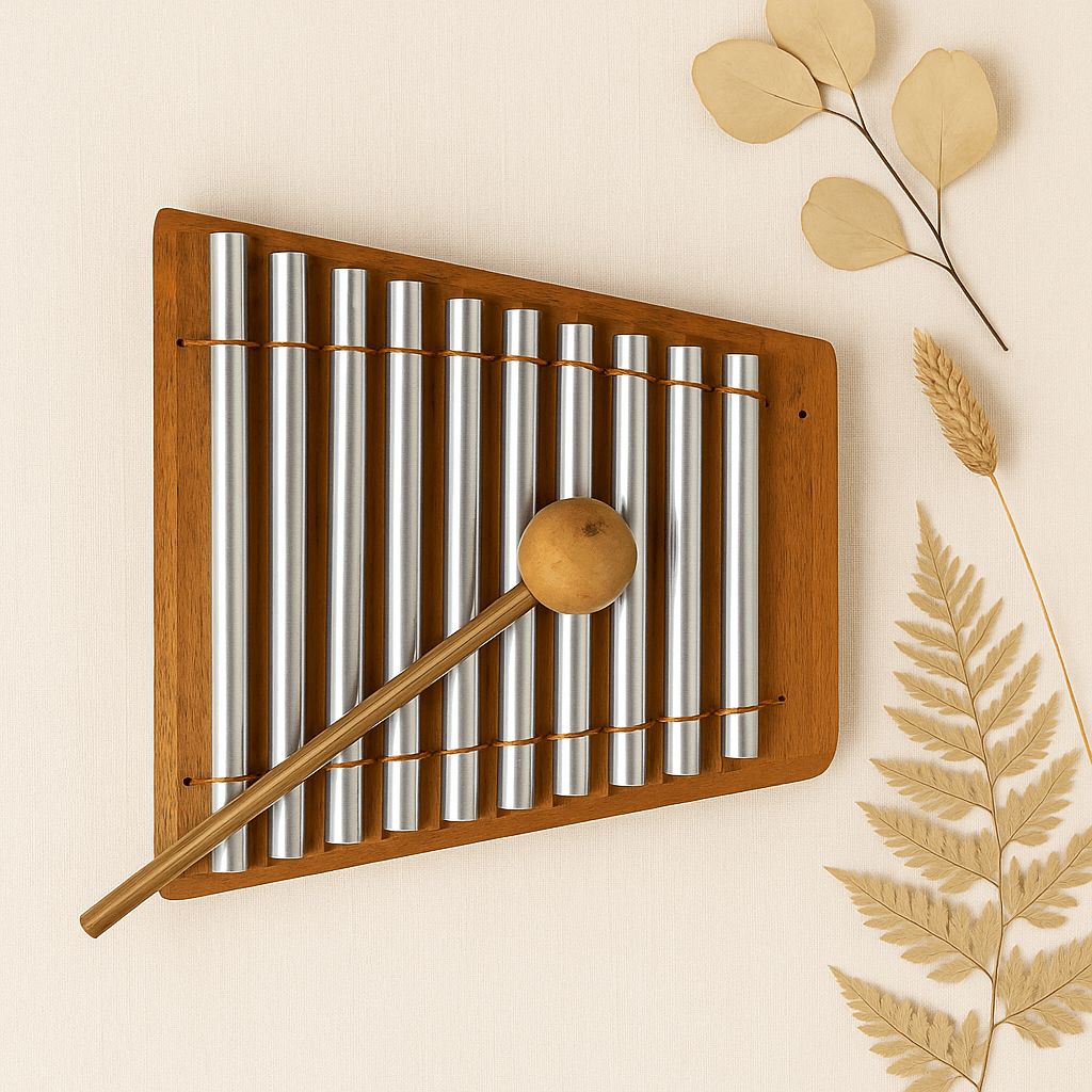 Handcrafted bamboo and steel xylophone - natural early learning music toy for children