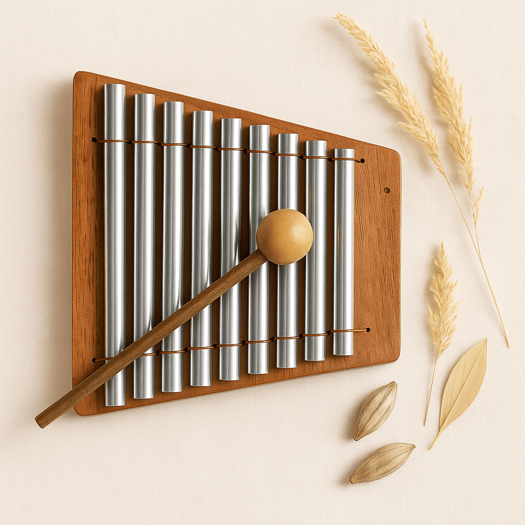 Handcrafted bamboo and steel xylophone - natural early learning music toy for children