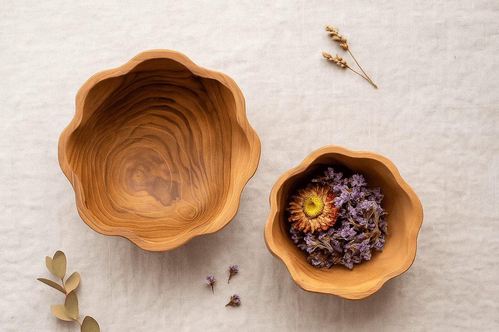 Papoose Wooden Daisy Bowls (2pc) - Wattle&Clay