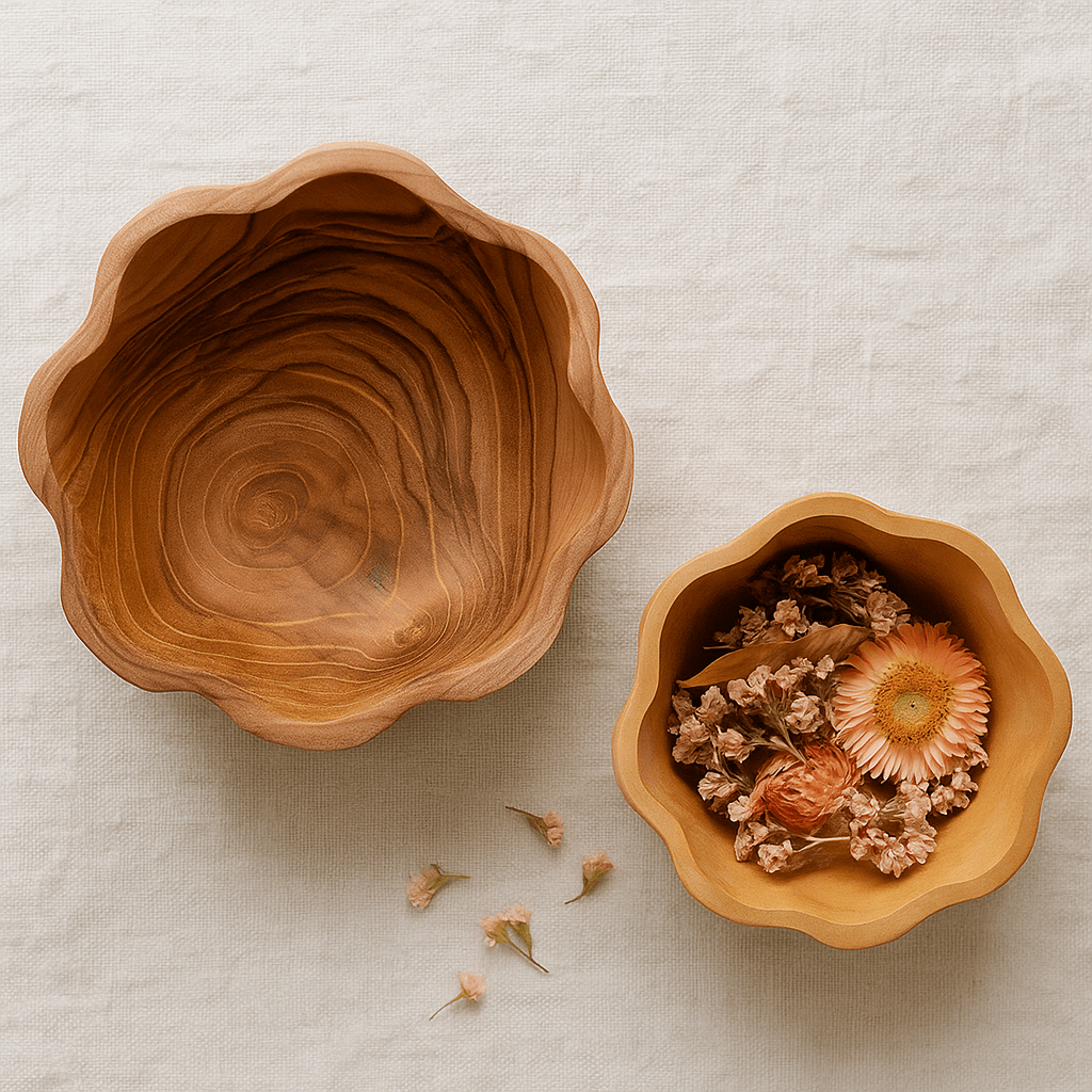 Papoose Wooden Daisy Bowls (2pc) - Wattle&Clay