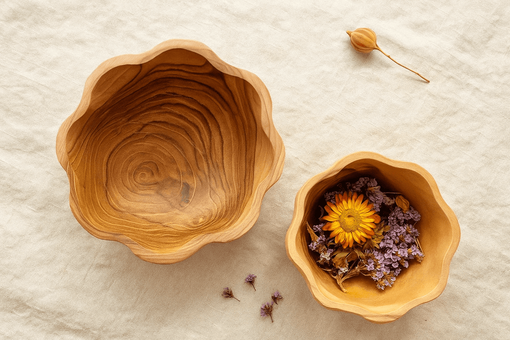 Papoose Wooden Daisy Bowls (2pc) - Wattle&Clay