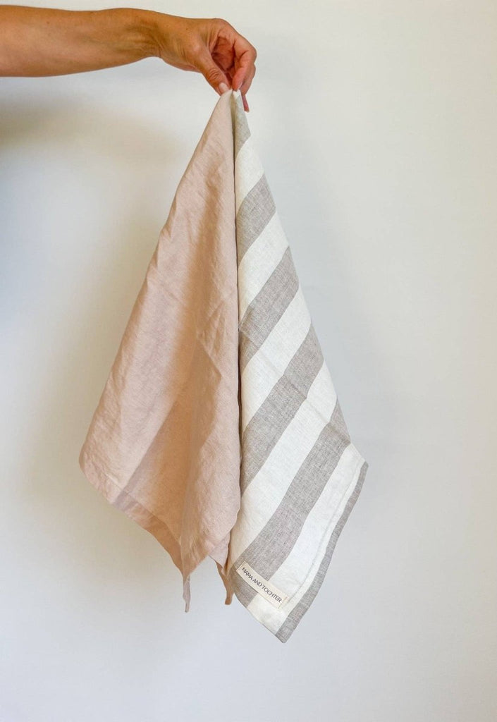 Pure French Linen Tea Towel - Light Clay - Wattle&Clay