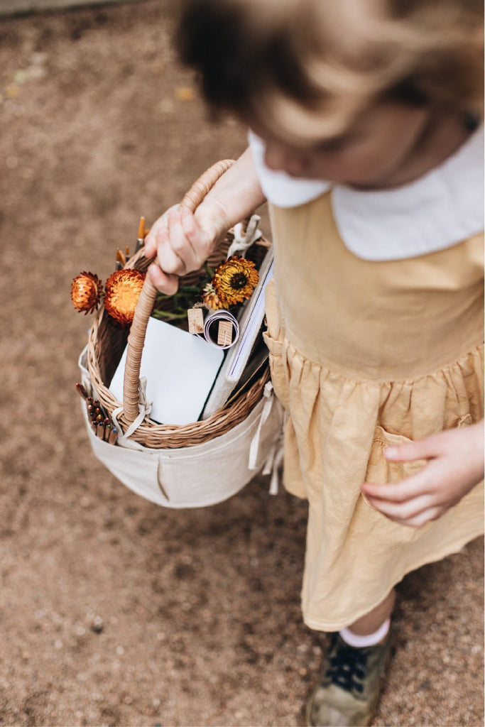 The Carryall Basket - Handwoven rattan and linen - Wattle&Clay