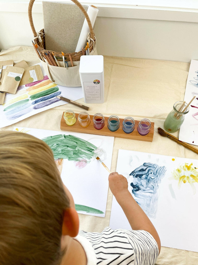 Wooden Paint Holder with Glass Jars - Wattle&Clay